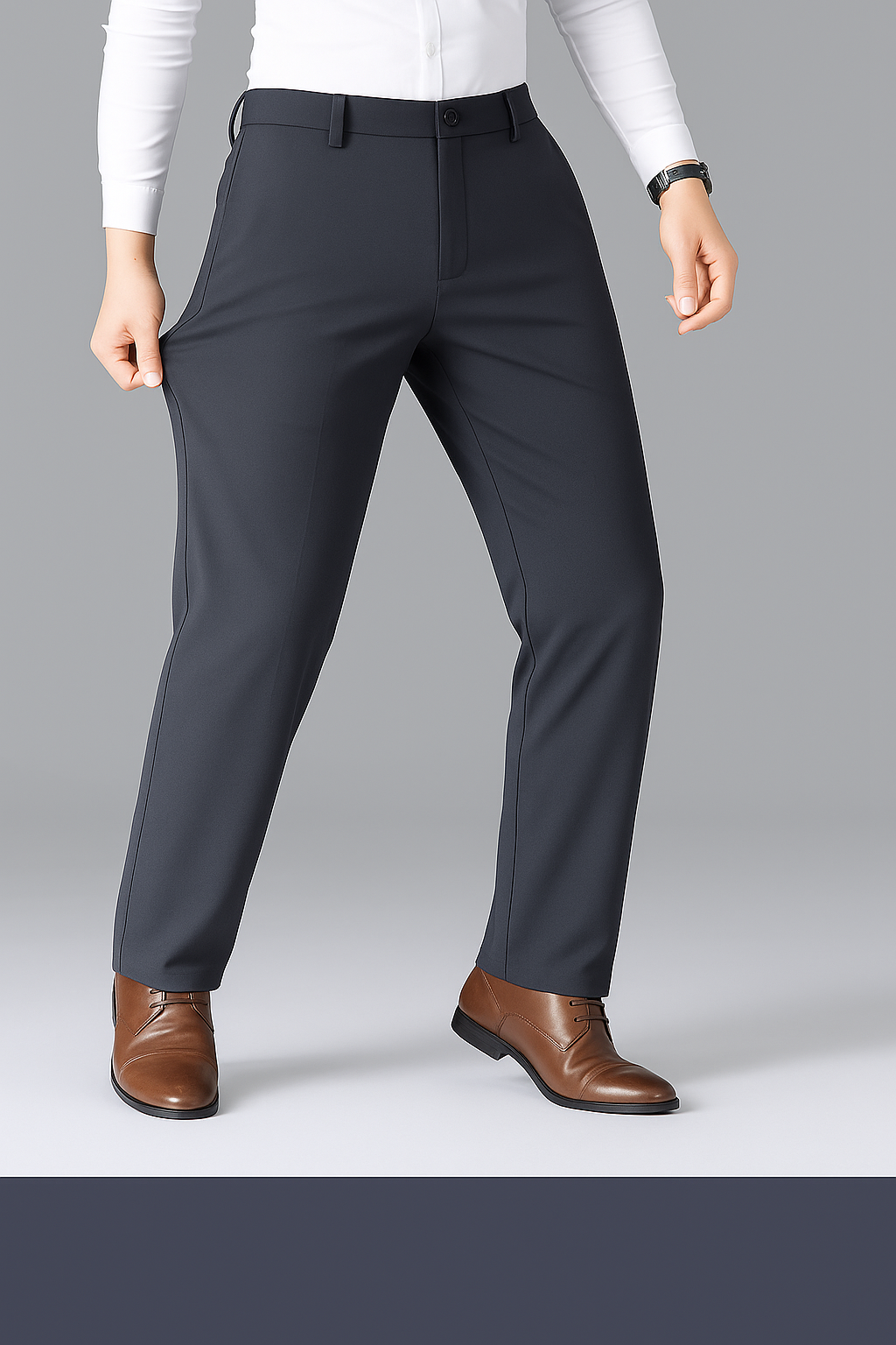 Dark Grey Men's Wrinkle-Resistant Pants