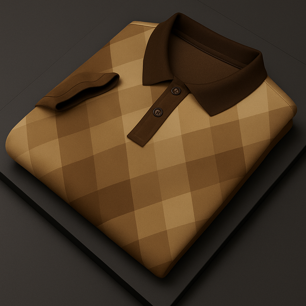 Brown & Mustard Check Polo T-Shirt