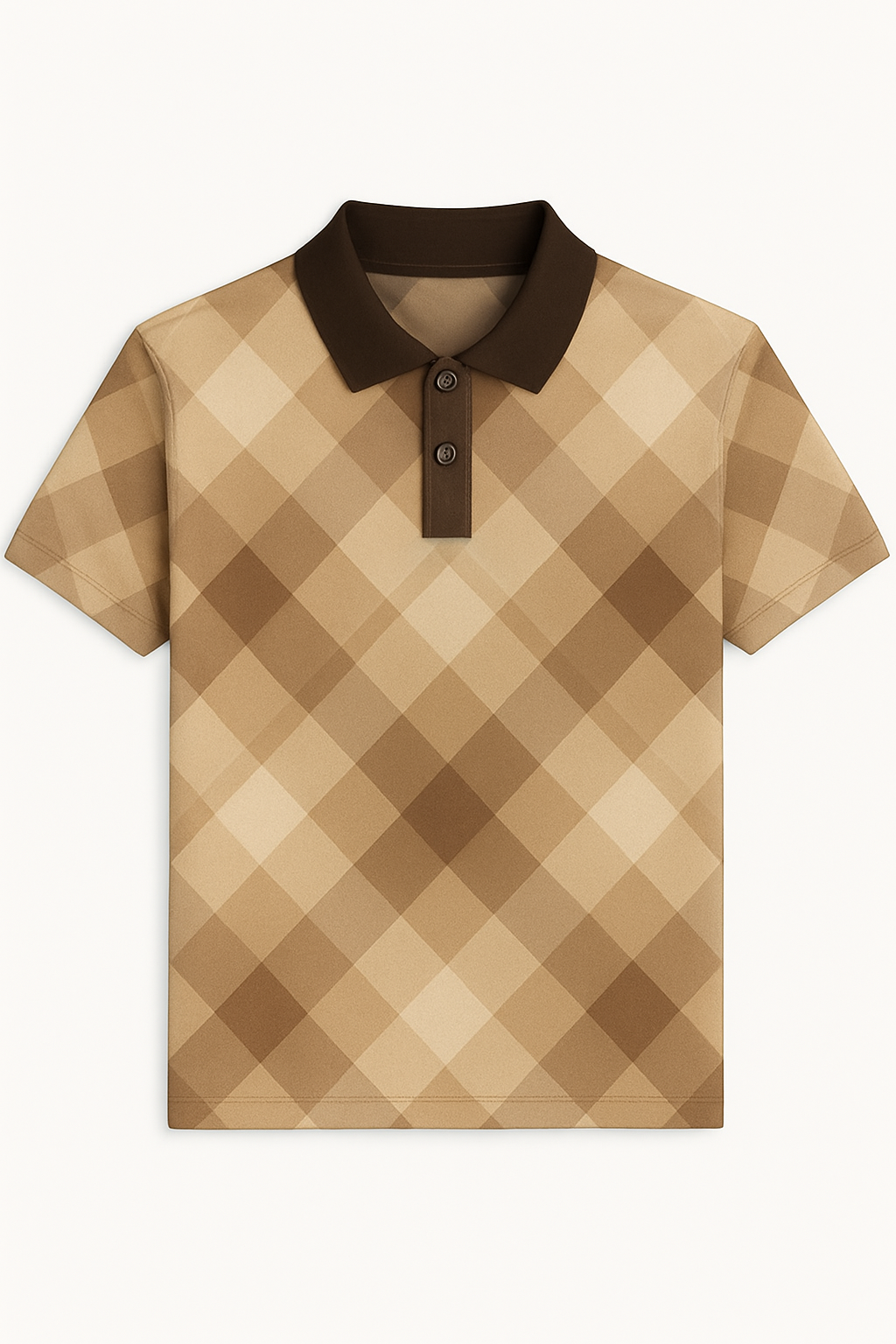 Brown & Mustard Check Polo T-Shirt