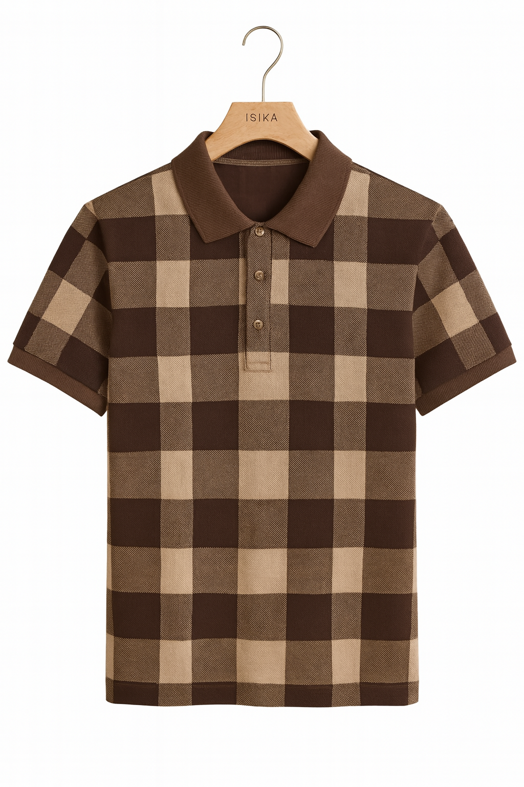 Brown and Mustard Striped Polo T-Shirt - Image 3