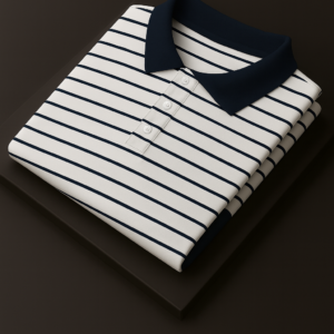 White Vertical Striped Polo T-Shirt