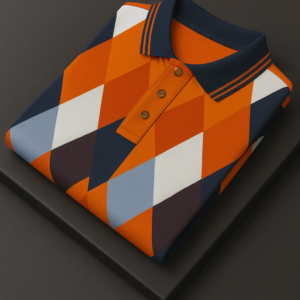 Orange and White Striped Polo T-Shirt