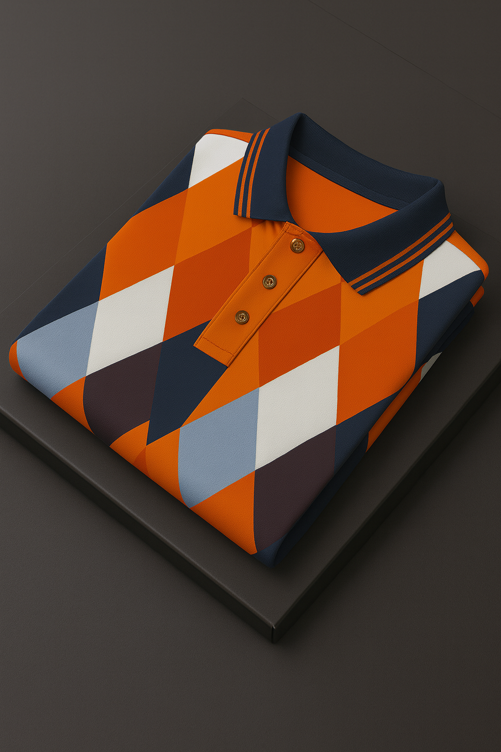 Orange and White Striped Polo T-Shirt