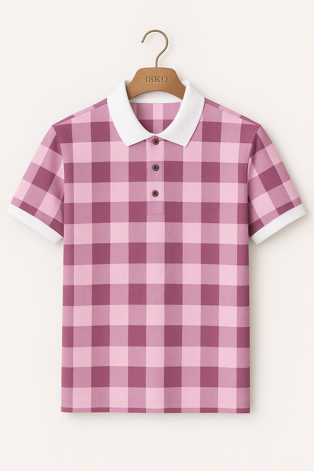 Peach and White Striped Polo T-Shirt - Image 4