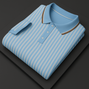 White and Blue Striped Polo T-Shirt