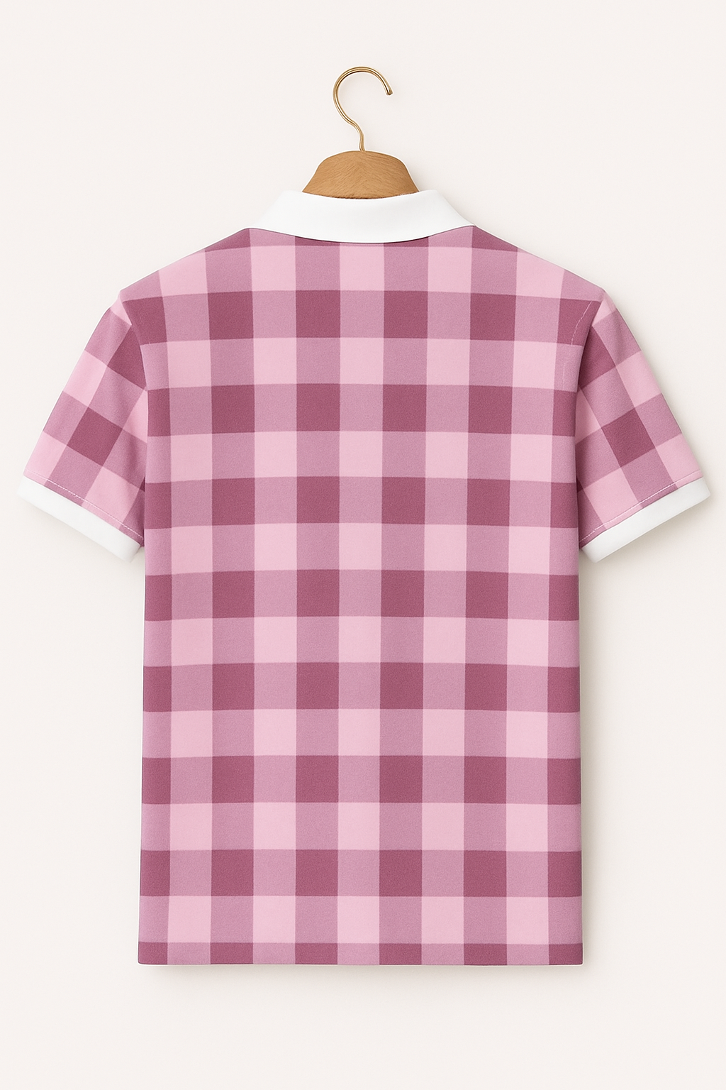 Peach and White Striped Polo T-Shirt - Image 3