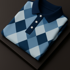 Dark Blue Striped Polo T-Shirt