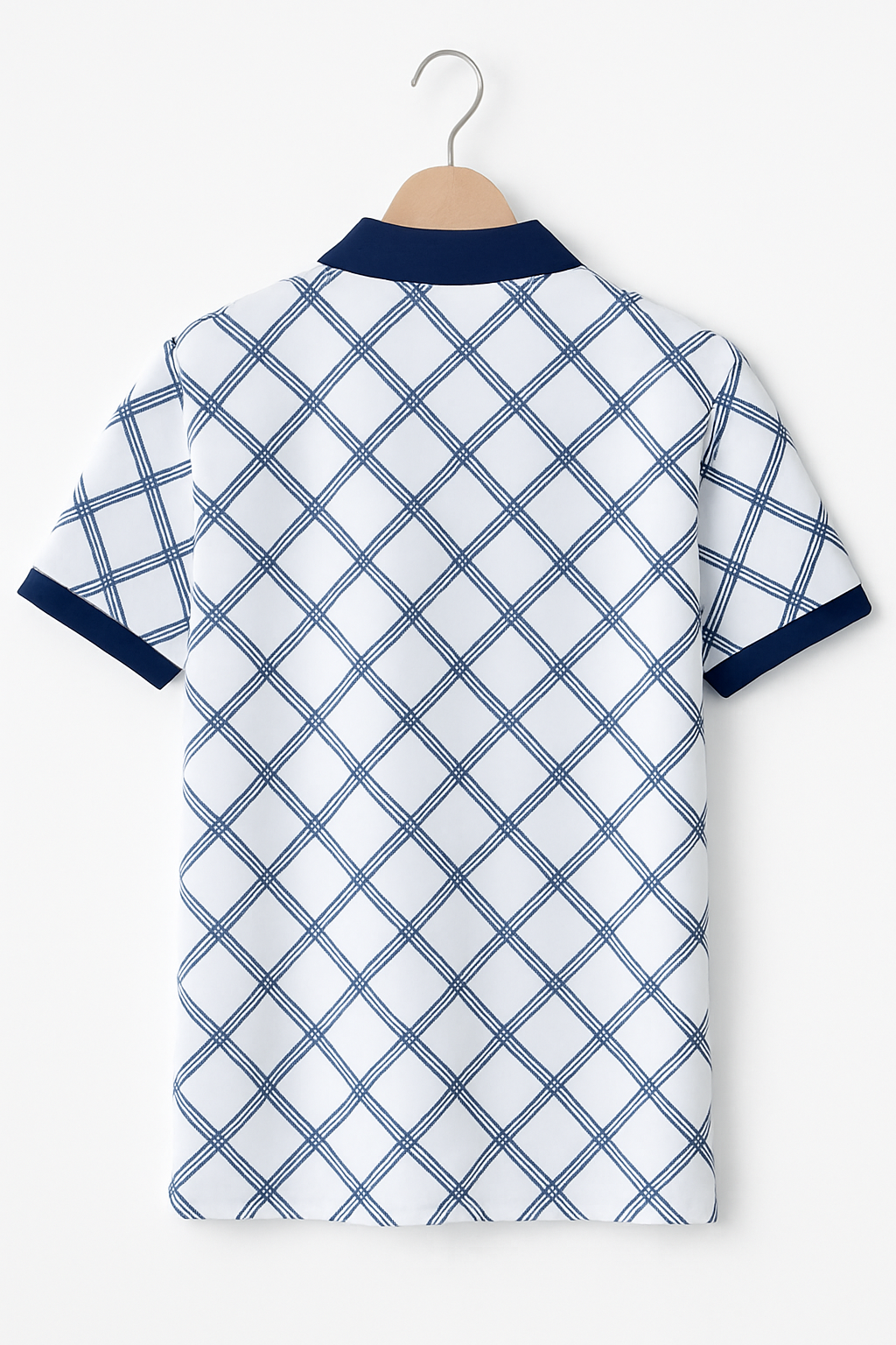 White and Blue Striped Polo T-Shirt - Image 4