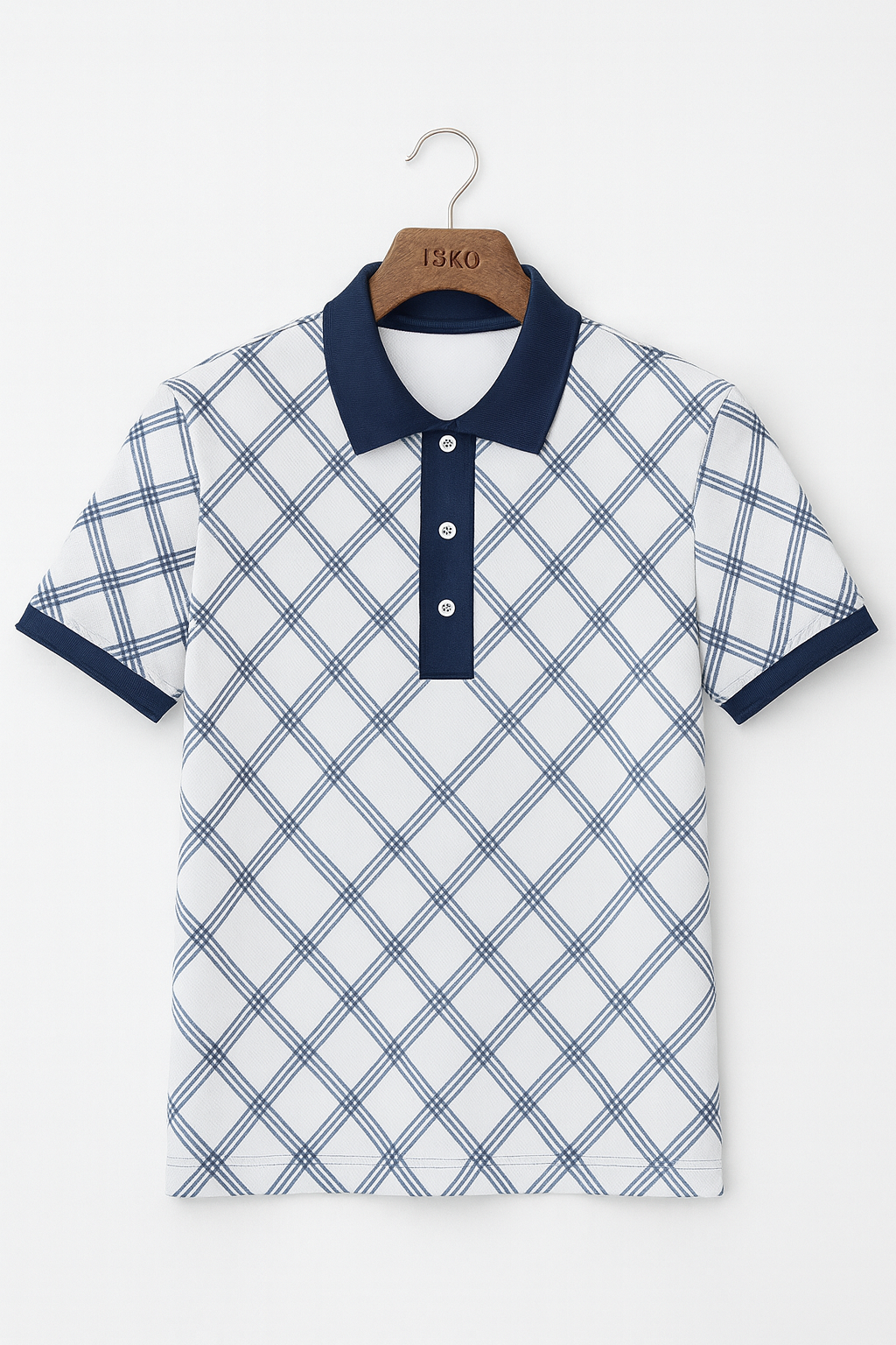 White and Blue Striped Polo T-Shirt - Image 3