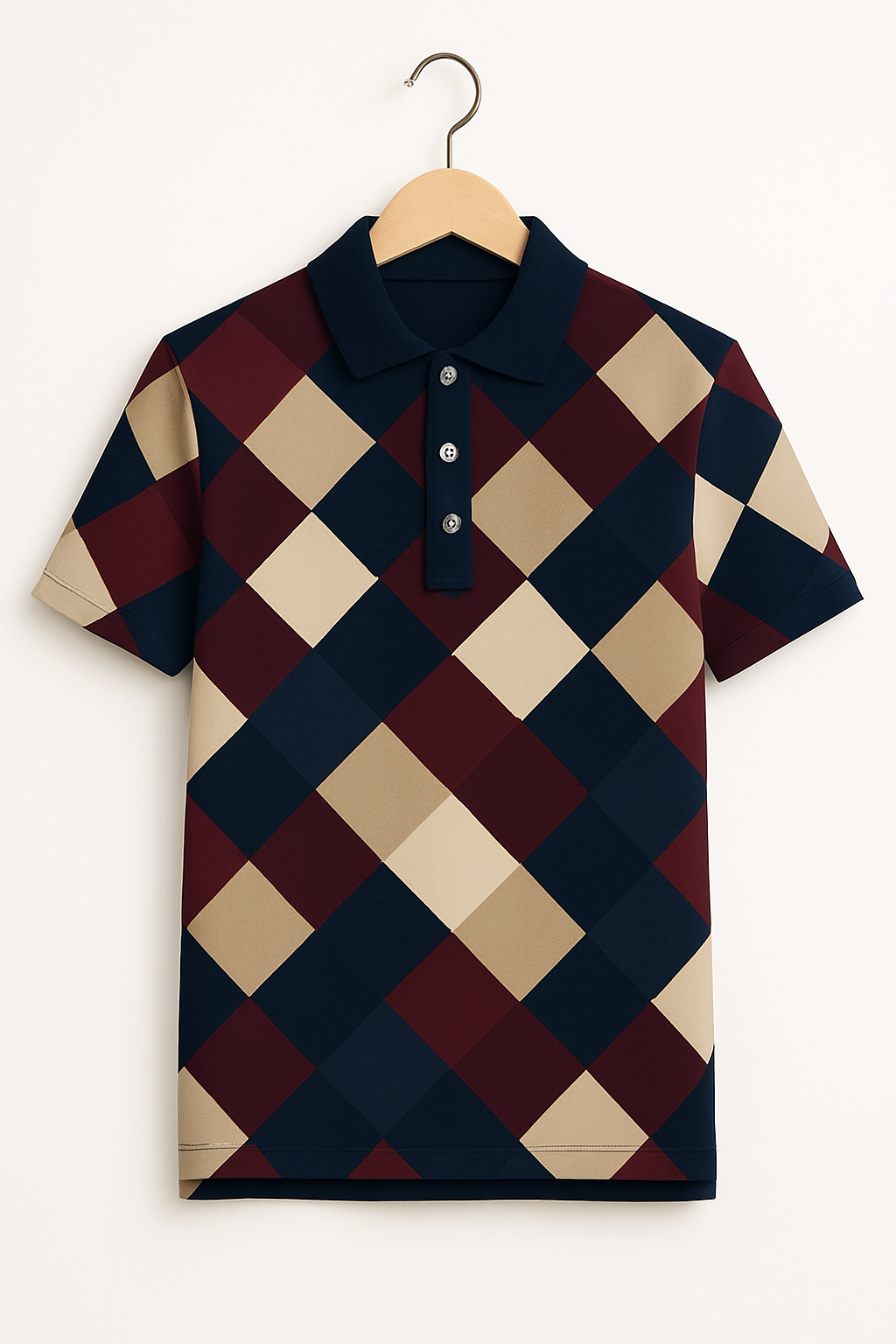 Wine and Brown Striped Polo T-Shirt - Image 3