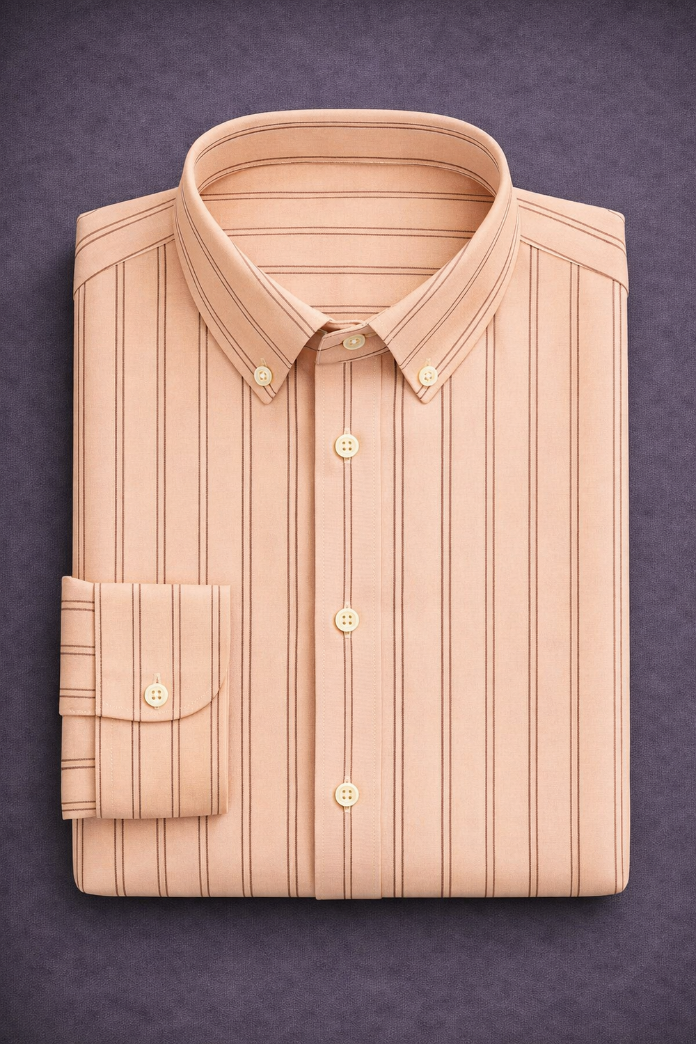 Peach Brown Pinstripe Formal Shirt - Image 6