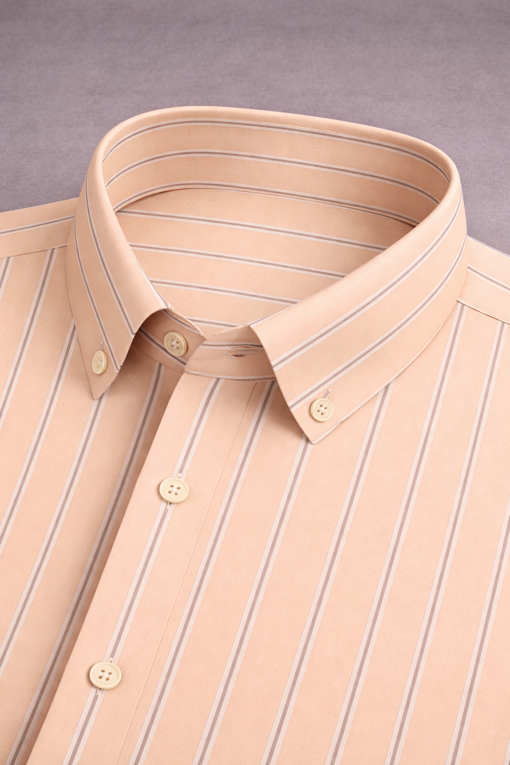 Peach Brown Pinstripe Formal Shirt - Image 7