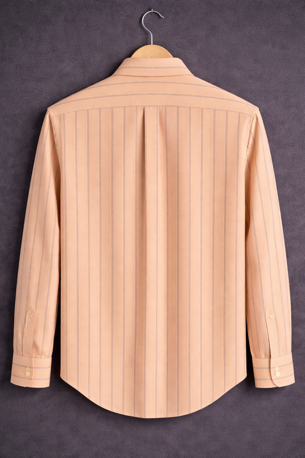 Peach Brown Pinstripe Formal Shirt - Image 4