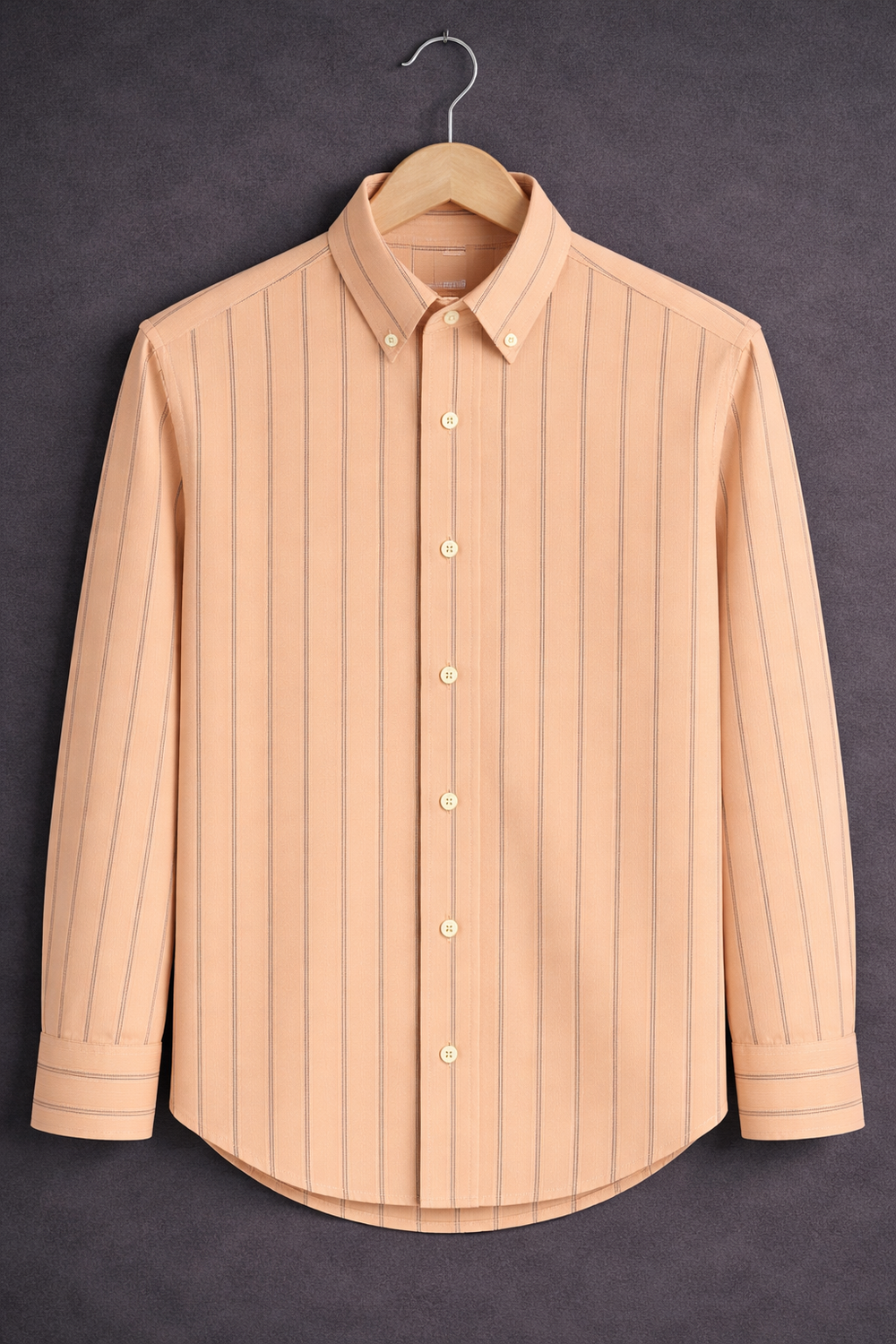 Peach Brown Pinstripe Formal Shirt - Image 5