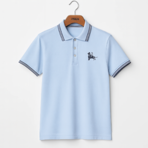 Sky Blue Striped Polo T-Shirt