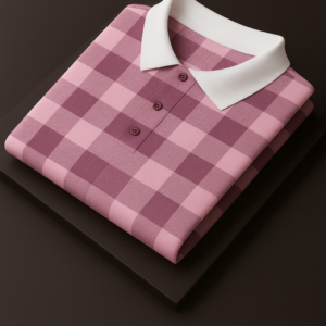 Peach and White Striped Polo T-Shirt